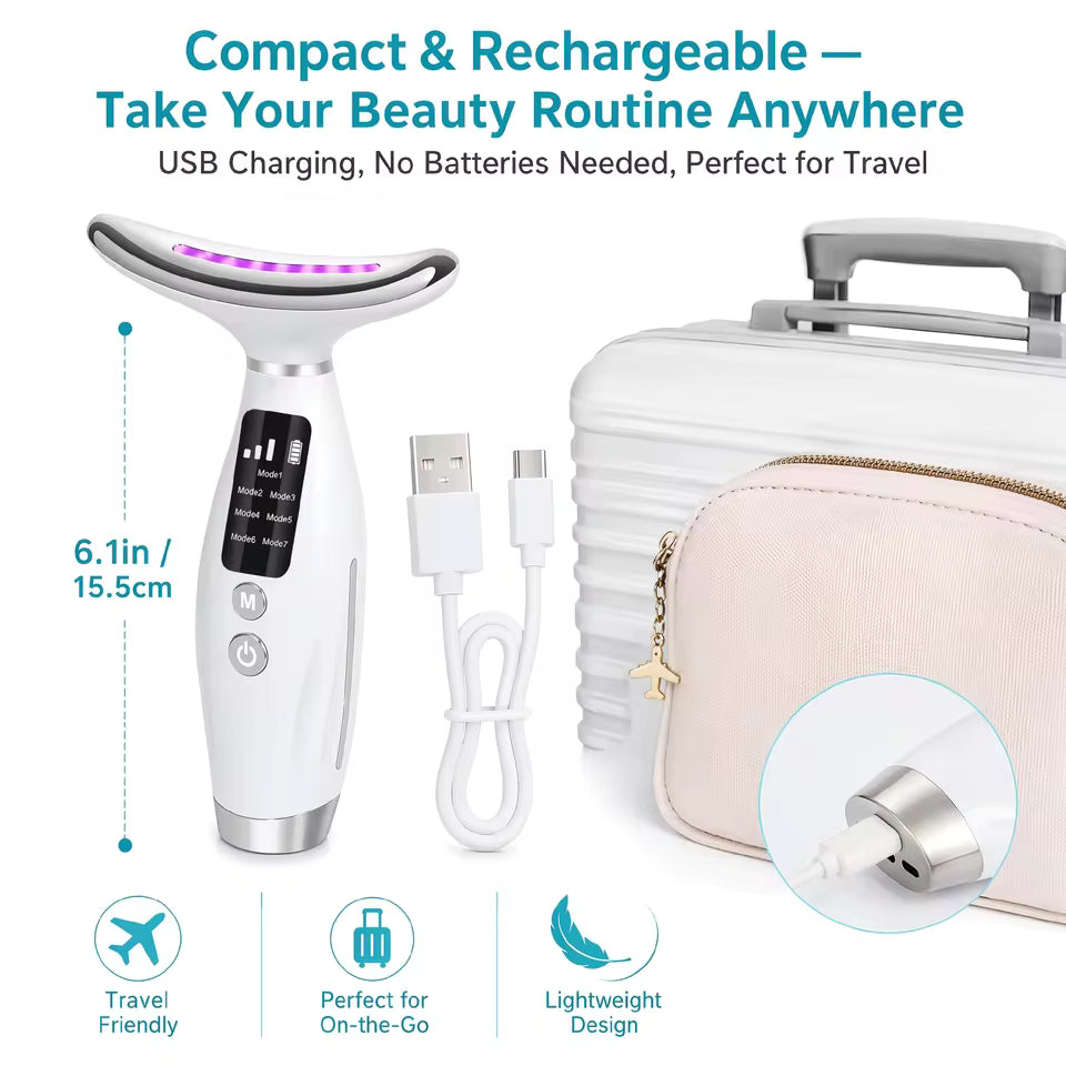 EMS Neck Face Lifter Neck Face Lifting Massager Skin Tighten Device LED Photon Therapy Anti Wrinkle Double Chin Remover 7 Modes