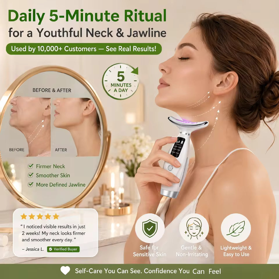 EMS Neck Face Lifter Neck Face Lifting Massager Skin Tighten Device LED Photon Therapy Anti Wrinkle Double Chin Remover 7 Modes