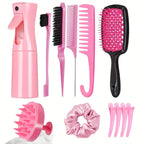 WANMEI 12pcs set Hair Styling Comb Set - Includes Rat Tail Edge Brush & Smooth Black Brush Barber Styling Tools for All Hair Typ