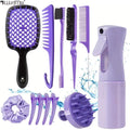 WANMEI 12pcs set Hair Styling Comb Set - Includes Rat Tail Edge Brush & Smooth Black Brush Barber Styling Tools for All Hair Typ