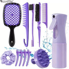 WANMEI 12pcs set Hair Styling Comb Set - Includes Rat Tail Edge Brush & Smooth Black Brush Barber Styling Tools for All Hair Typ
