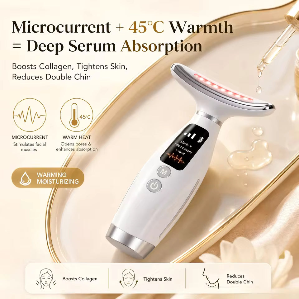 EMS Neck Face Lifter Neck Face Lifting Massager Skin Tighten Device LED Photon Therapy Anti Wrinkle Double Chin Remover 7 Modes