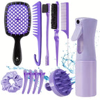 WANMEI 12pcs set Hair Styling Comb Set - Includes Rat Tail Edge Brush & Smooth Black Brush Barber Styling Tools for All Hair Typ